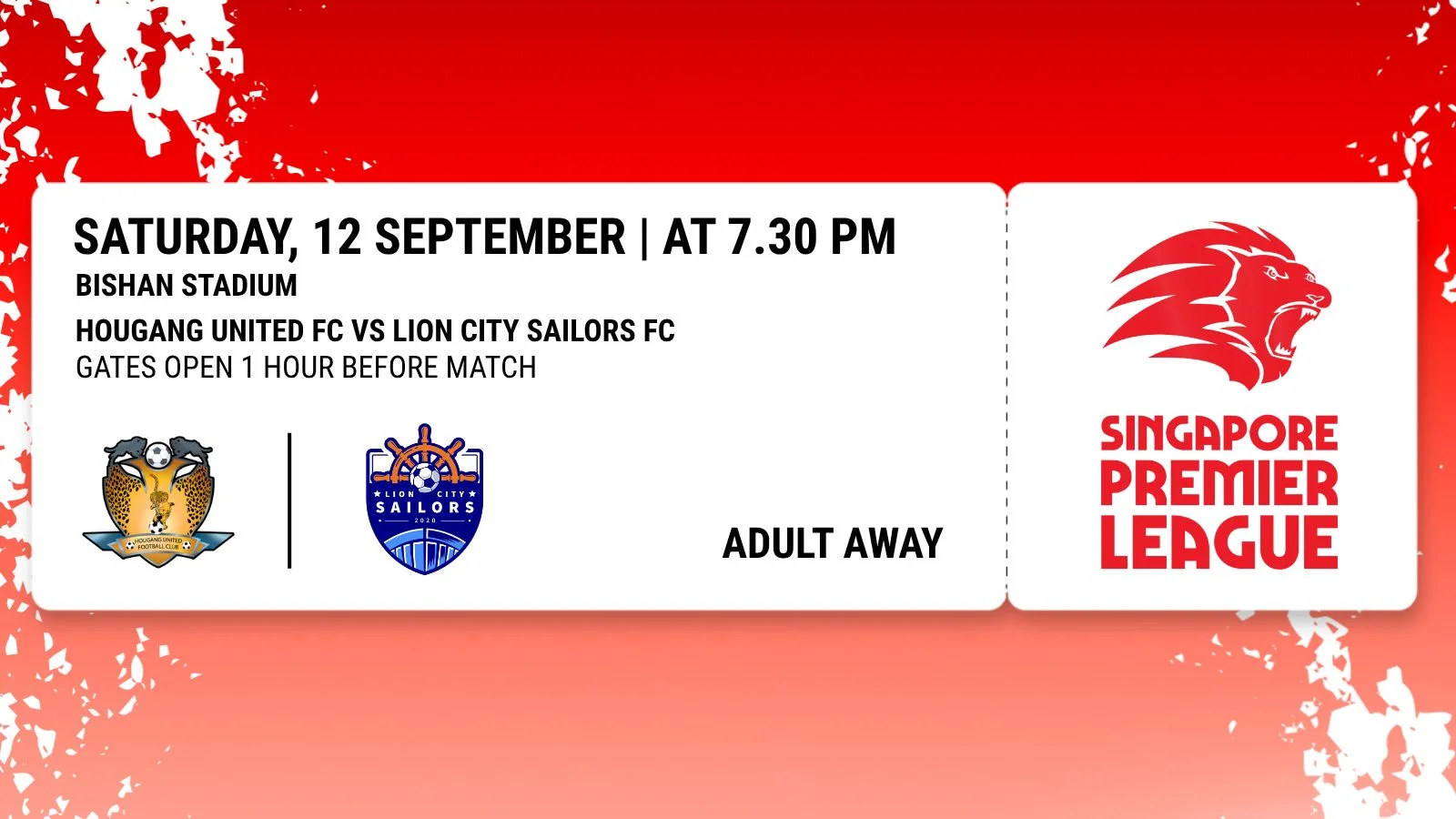 [Away Zone] Adult Ticket: Hougang United FC vs Lion City Sailors